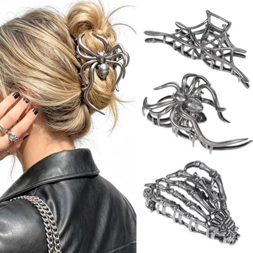 Pinzas Metalicas Goth para Halloween 3 piezas miniatura 1