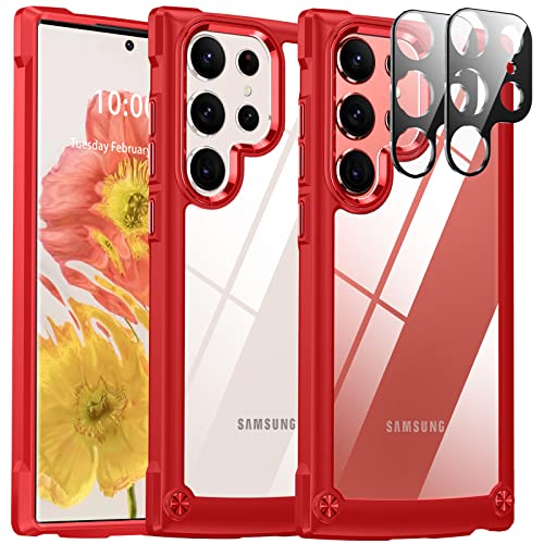 Oterkin for Samsung Galaxy S23 Case,[Anti-Yellowing Technology] with [2Pcs Tempered Glass Screen Protector][Built-in 4 Airbags][10FT Military Protection] S23 Phone Case (Clear)