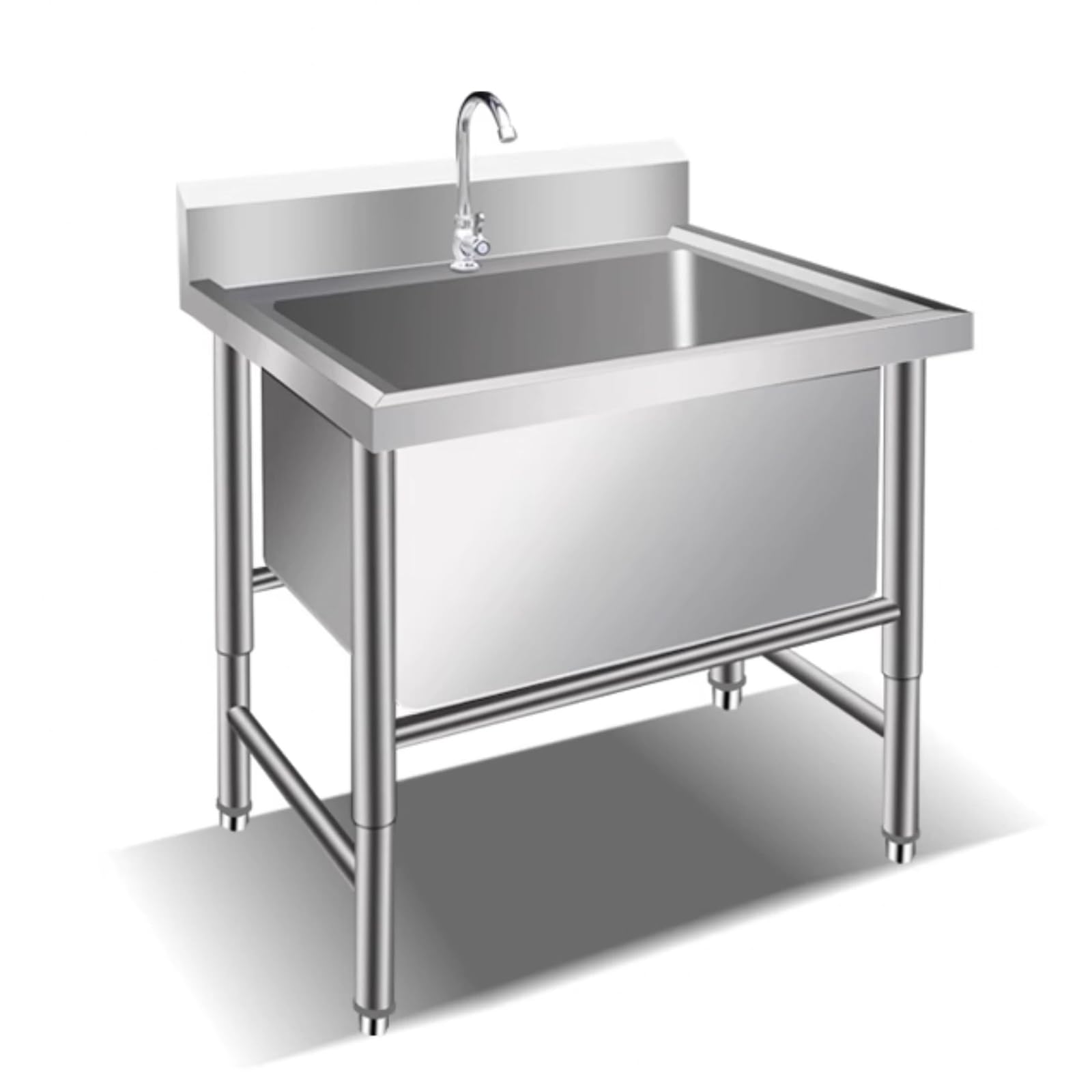 Lavello da cucina in acciaio inox, con rubinetto, lavabo, industriale, per ristorante, cucina, lavanderia, garage (dimensioni: 80 x 60 x 80 cm, profondità 40 cm/31,5 x 23,6 x 31,5 -