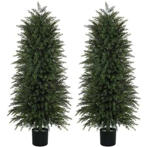 Image of 6 ft Artificial Topiary Cedar Trees Set of 2 for Outdoor