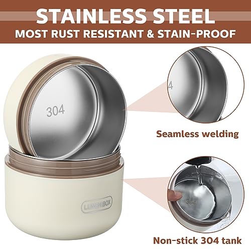Dandat DANDAT-JHDF123 4 Pcs Insulated Bento Box Portable Stainless Steel Food Container Round Microwave Safe Stackable Leakproof Thermal Food Container thumb #3