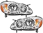 AmeriLite Chrome Replacement Headlights Assembly for 2003-2008 Toyota Corolla (Pair) High/Low Beam Bulb Driver and Passenger Side Included