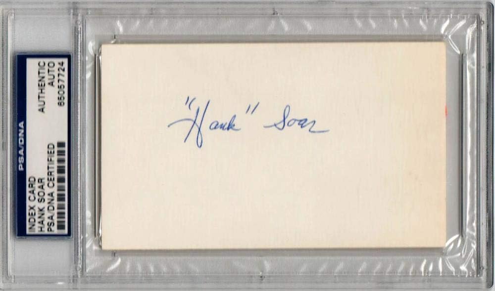 Hank Soar MLB Umpire Giants Football signed 3x5 Index Card PSA/DNA Slabbed auto d 01
