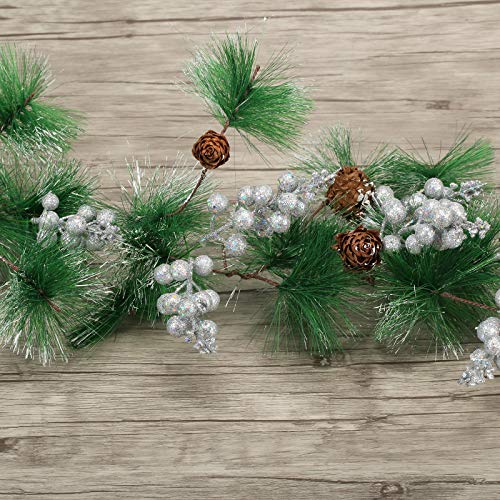 Funarty 20Pcs Silver Berries Artificial Christmas Berry Stems For Christmas Tree Ornaments Decorations, Crafts, Holiday And Home Decor #TOP6