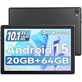 Jeazans Tablet,10.1 Inch Android 15 Tablet with 20GB RAM 64GB ROM 1TB Expansion, Octa-core Processor, HD IPS Touchscreen Dual 5MP+8MP Camera, WiFi 6, BT 5.4, Widevine L1 (Black)