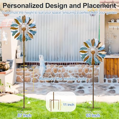 Image of Lariander Solar Wind Spinners 87 Inch Extra Large Metal for Yard, Garden Decor Yard Art Windmills for Outdoor