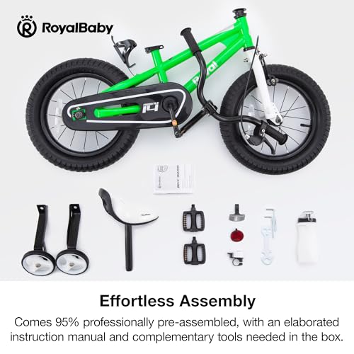 Image of RoyalBaby Bicycle for Kids Cycle for 3-5 Years Boys & Girls 12 inch | Training Wheels | Adjustable Seat | 1 Year Warranty | Green