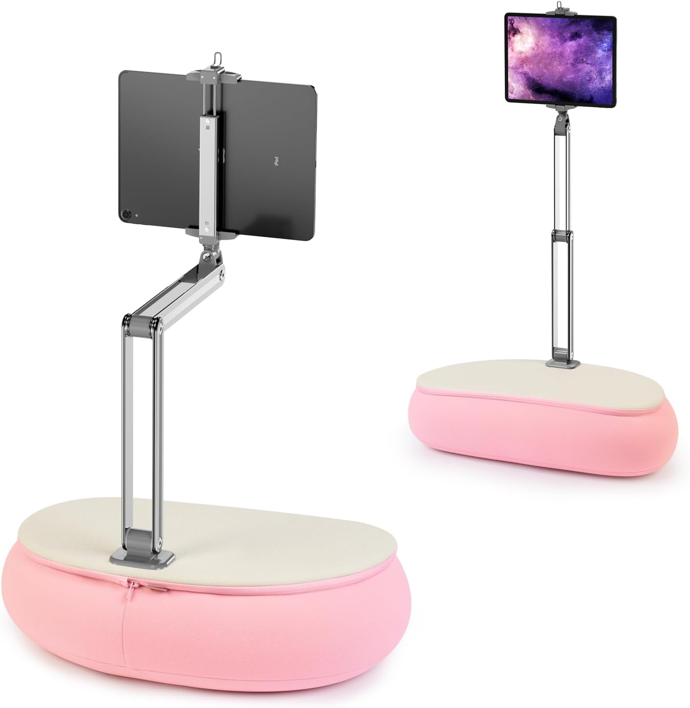 elitehood Tall iPad Pillow Stand for Lap in Bed, Long Arm Adjustable Tablet Pillow Holder, 360°Rotation iPad Stand for Bed Compatible with 6” - 13” Tablet Kindle iPhone, Pink Pink 26in Viewing Height