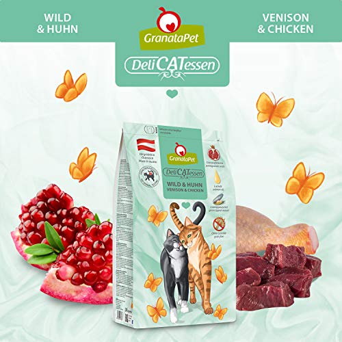 GranataPet DeliCatessen Wild & Huhn Adult, Trockenfutter für Katzen, schmackhaftes Katzenfutter, Alleinfuttermittel ohne Getreide & ohne Zuckerzusätze, 300 g