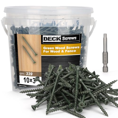 Image of Deck Screws #10 x 3'', T25 Star Torx Drive Flat Head Wood Screws, Green, 5lb