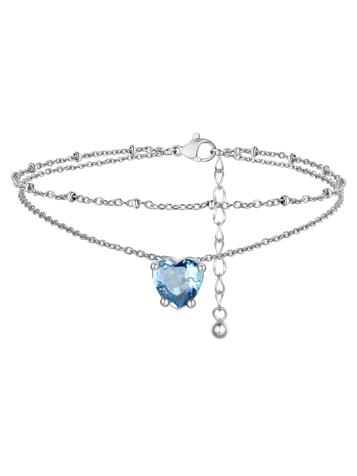 FindChic Birthstone Anklets for Women Layered Ankle Bracelets for Women