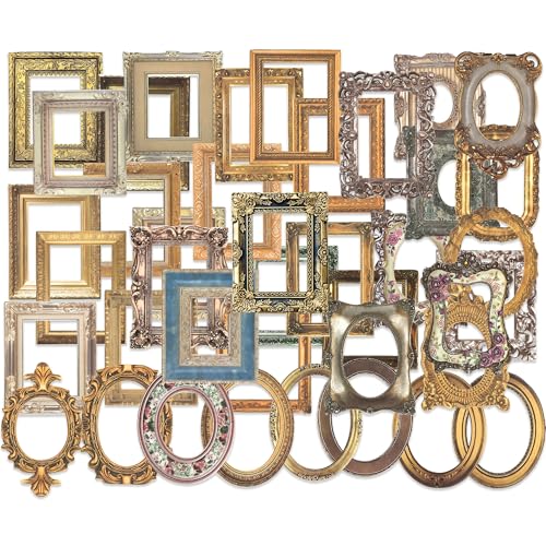 80 Pcs Vintage Baroque Frame Stickers for Scrapbooking, Aesthetic Antique Picture Frame Decorative Stickers, Self-Adhesive Junk Journal Supplies & Scrapbook Embellishments for Bullet Journal, Crafts