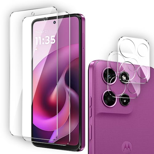RONFUS 2 Pack Tempered Glass Screen Protector for Motorola Moto G 5G 2026 with 2 Pack Camera Lens Protector Ultra HD Anti-fingerprint Case Friendly