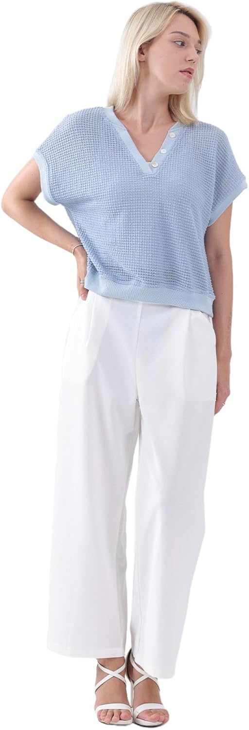 Women's Lightweight Summer V-Neck Tops Casual Short Sleeve Blouses Shirts - Image 6