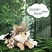 MorisMos liegend Wolf Kuscheltier XXL, 50cm riesen groß Plüschtier Wolf mit 3 Baby, PlüschWolf Stofftier Weich Spielzeug, Geburtstag Geschenk für Kinder