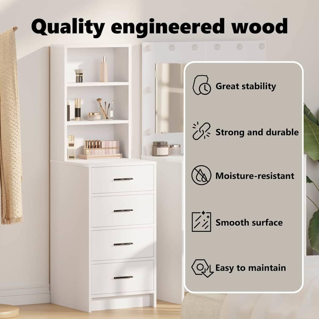 vidaXL Haut Armoire Blanc 40 x 41 x 135 cm Bois d'ingénierie, Cabinet de Salle à Manger Moderne, Haut de Gamme, Espace de Rangement, Meuble Durable, Finition Mate