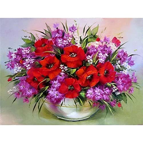 Broderie diamant 5D vase complet strass point de croix et décoration murale personnalisable 30x40