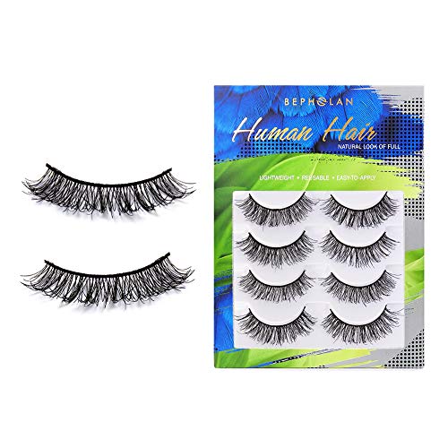 Bepholan 5 Pairs Human Hair False Eyelashes and Handmade（XMZ51）