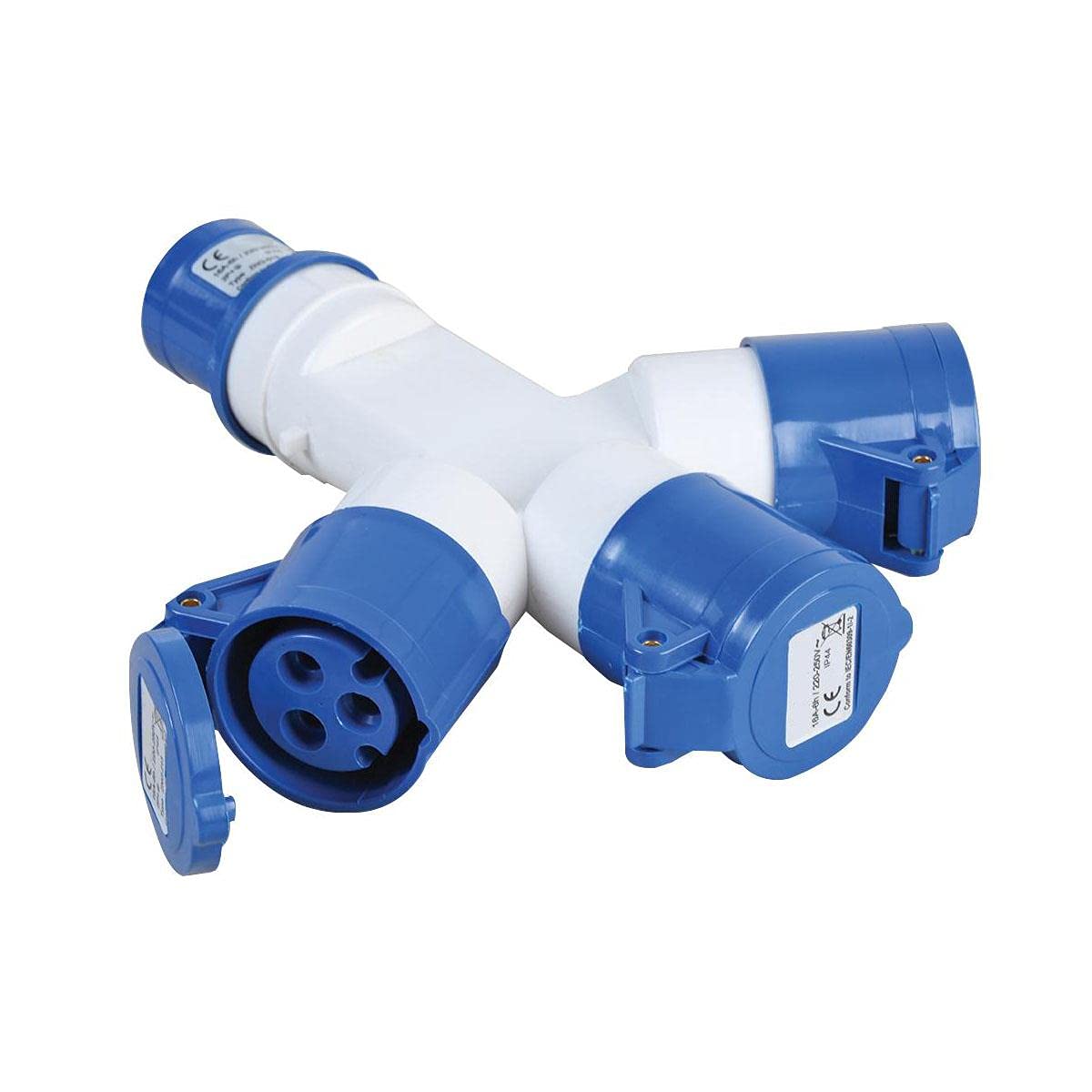 Ex-Pro 3 Way Splitter 16A 230V 3 Pin IP44 2P+E Plug Connector Socket for Camp Site Camping Caravan Motorhome