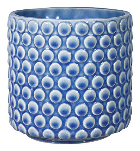 Bloomingville Blumentopf Dot - Dekorative Blumentöpfe für den Innenbereich, Retro-Stil, kreativ, S (12,5 cm Ø), Blau, Keramik