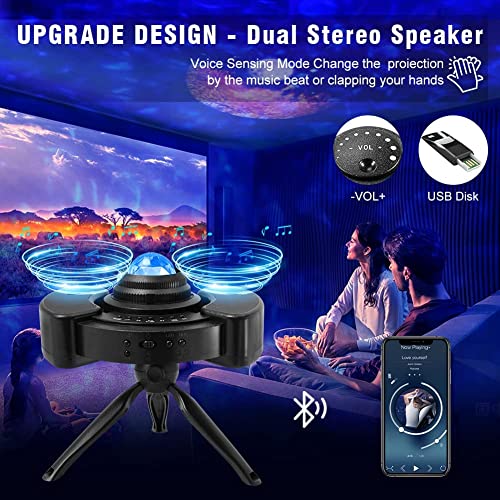 Image of PIKFOS LED Starry Sky Projector Joycabin Baby Night Lights Projector Lamp Galaxy Light with Starry Star Moon Cloud / Timer / 4 Brightness Levels / Stereo Music Player for Party Birthday Decoration