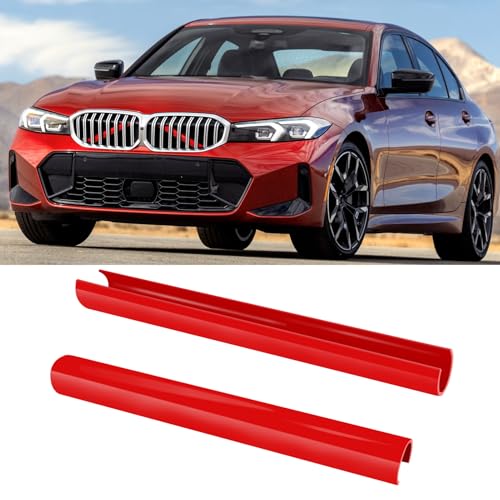 Image of Jaronx Compatible with BMW V Brace Cover for 3 Series G20 Sedan /G21 Touring 2019-2024 330i 330e M340i,Grille Insert Trims V Bar Brace Wrap Covers Compatible with BMW Front Grill Insert Stripes(Red)