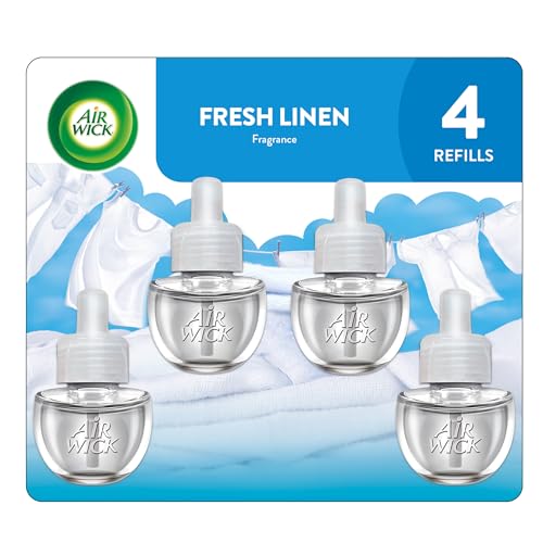 Image of Air Wick Plug-In Scented Oil Refills, 4 Count, Fresh Linen, Air Freshener, Essential Oils