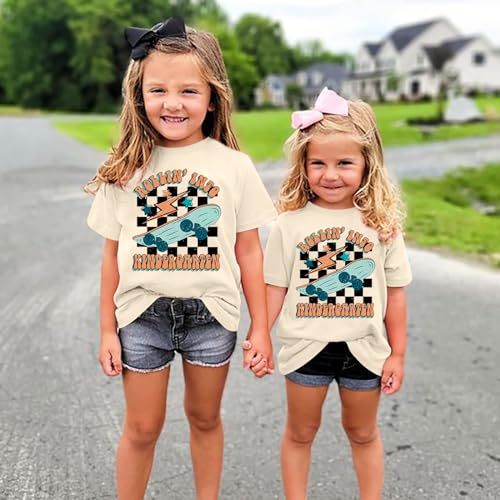 Image of Rollin Into Kindergarten Shirt Boys Girls First Day of Kindergarten T Shirts Little Kids Tee Top