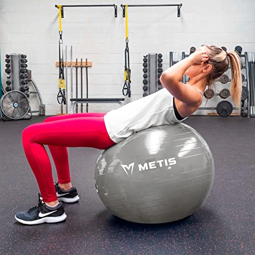 METIS 55cm Yoga Ball - Fitness/Swiss Ball For Home & Gym Workouts | Durable Anti-Burst PVC | Yoga, Pilates, Pregnancy & More | Ball Pump Included METIS 55cm Yoga Ball - Fitness/Swiss Ball For Home & Gym Workouts | Durable Anti-Burst PVC | Yoga, Pilates, Pregnancy & More | Ball Pump Included