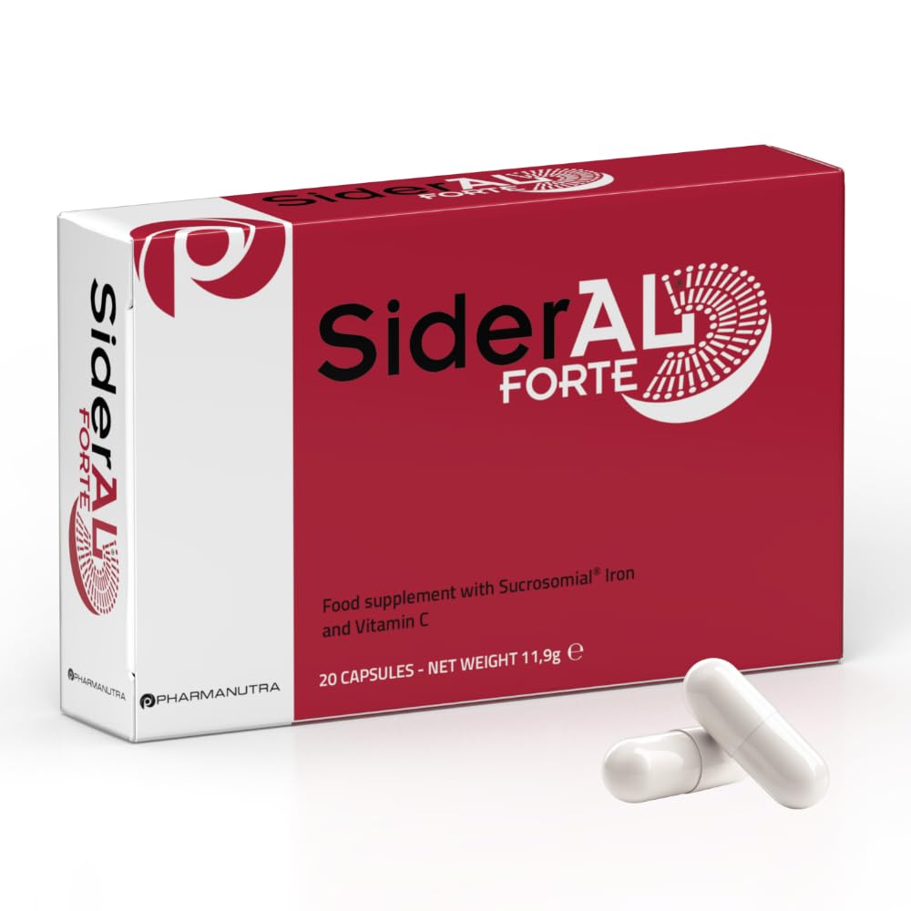 SiderAL® Forte Sucrosomal Iron® 30 mg Food Supplement, Vitamin C, High Tolerability, No Metallic Taste, No Gluten, No Lactose, Anemia and Energy Support, 20 Count