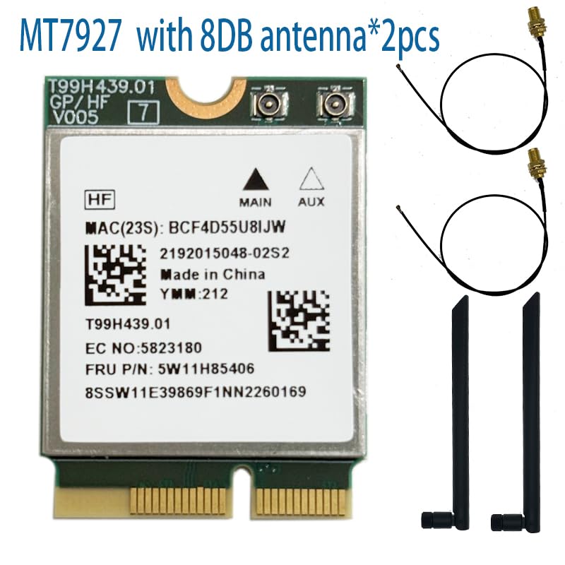 MT7927 Tarjeta WiFi Card Gigabit WiFi7 MT7927 9220M Wireless Network WiFi Card Bt 5.4 Tri-Band 2.4G/5G/6G Adaptador(MT7927 8DBsma) miniatura 2