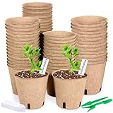 NXPZ Godets pour Semis 8cm, 50 Pièces Kit de Pots de Semis en Fibre Biodégradable, Godet d...
