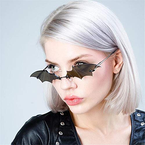 Ovida Bat Sunglasses Rimless Goth Glasses for Women Men Halloween Party Glasses Trendy Eyewear UV 400 Protection3