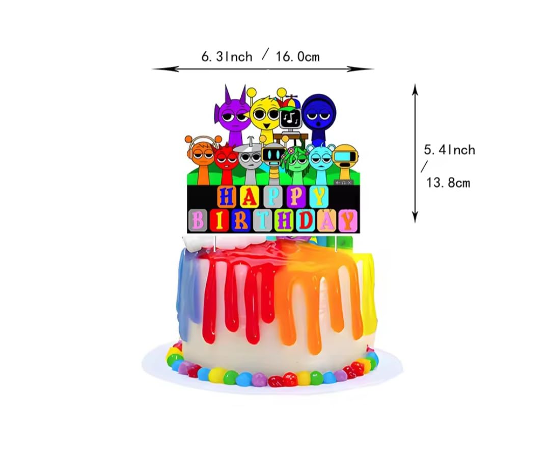 Sprunkie Birthday Party Supply Decoration Banner Cake Topper Cupcake Toppers Backdrop and Balloons Multicolors