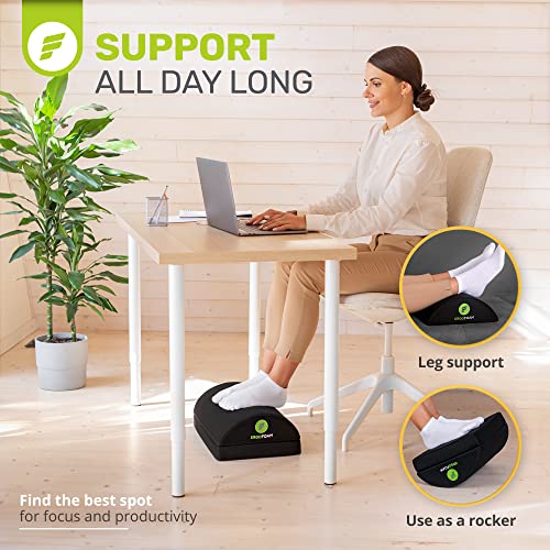 Image of ErgoFoam Foot Rest for Under Desk at Work - Chiropractor Endorsed 2in1 Adjustable Premium Under Desk Footrest - Ergonomic Desk Foot Rest with High-Density Compression-Resistant Soft Foam (Black, Mesh)