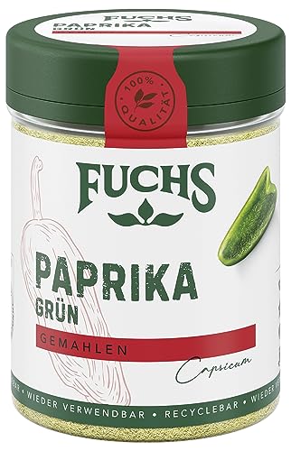 Fuchs Gewürze - Paprika grün gemahlen - milder Paprika-Note für asiatische Gerichte oder Reispfannen - natürliche Zutaten - 55 g in wiederverwendbarer, recyclebarer Dose