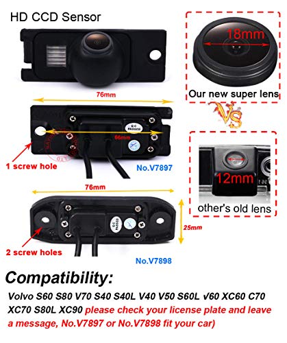 Image of HD Color CCD Waterproof Vehicle Car Rear View Backup Camera, 170 Viewing Angle Reversing Camera for Volvo S60 /S80 /V70 /S40 /S40L /V40 /V50 /S60L /XC60 /C70 /XC70 /S80L /XC90