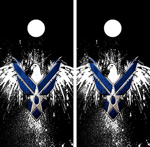 GRAPHIX EXPRESS Cornhole Decals - Blue Vinyl - American Flag - NCAA - 24