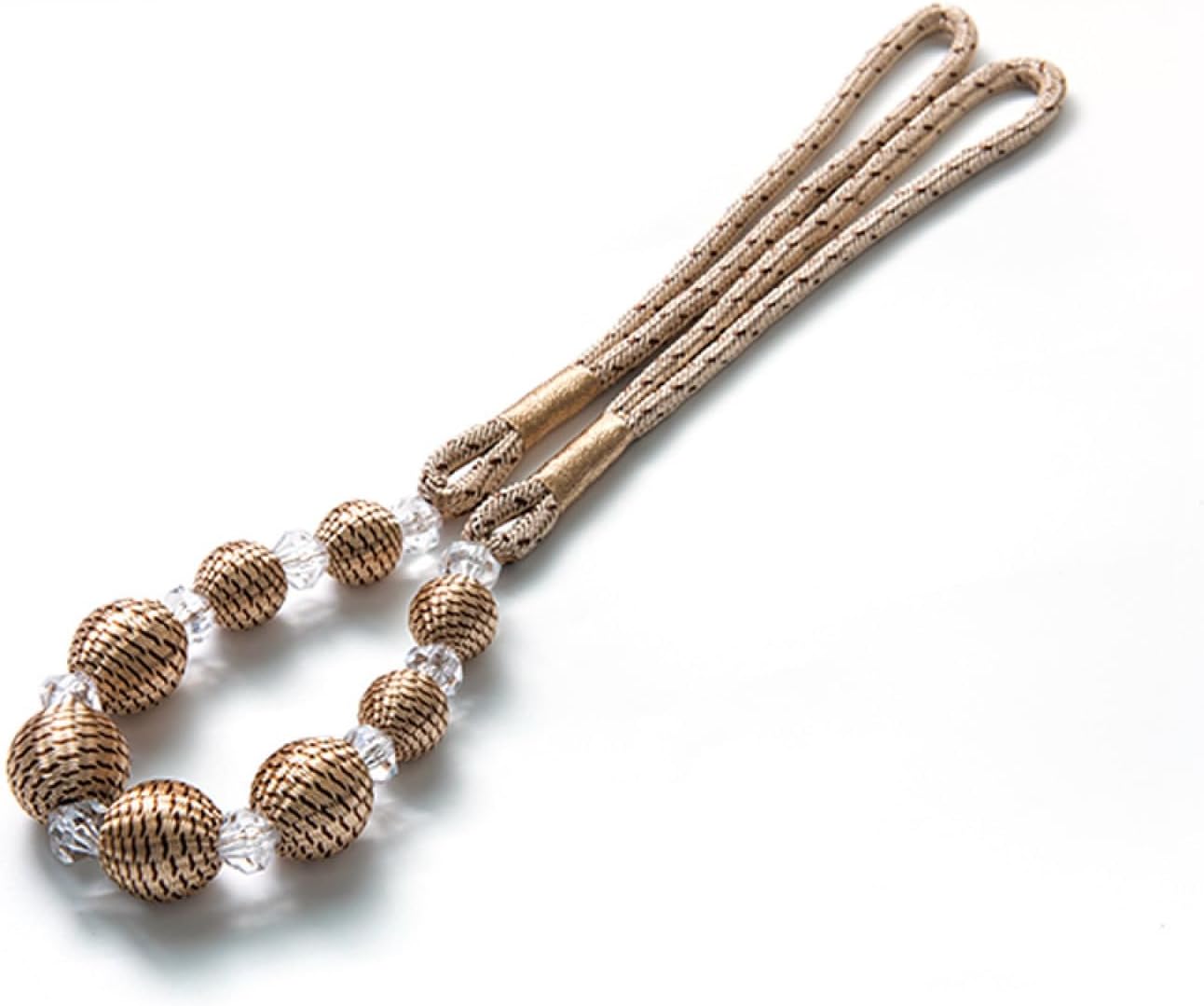 Curtain Ties 4 Pieces of Crystal Oxford Curtain Straps Non Perforated Curtain Straps Burgundy Yellow (Light Coffee Color)