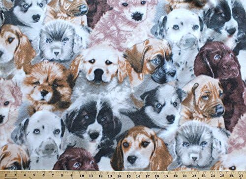 Fleece Dog Puppy Dogs Puppies Cute Animal Fleece Fabric Print by The Yard a31771b