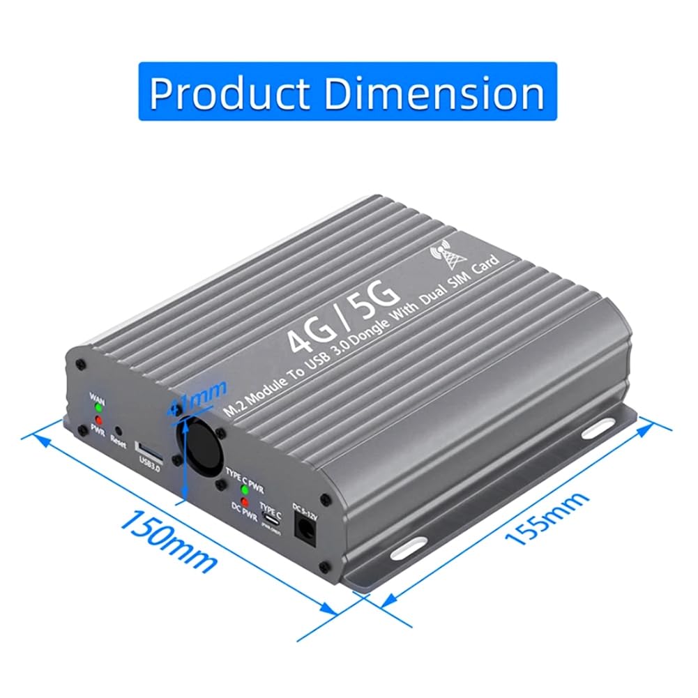 Adattatore NGFF da M.2 A USB 3.0 Riser per Scheda Wireless Doppia Ventola di Raffreddamento Slot per Scheda SIM per Modulo SIM/Micro-SIM/Nano SIM 4G 5G Durevole Facile da Usare