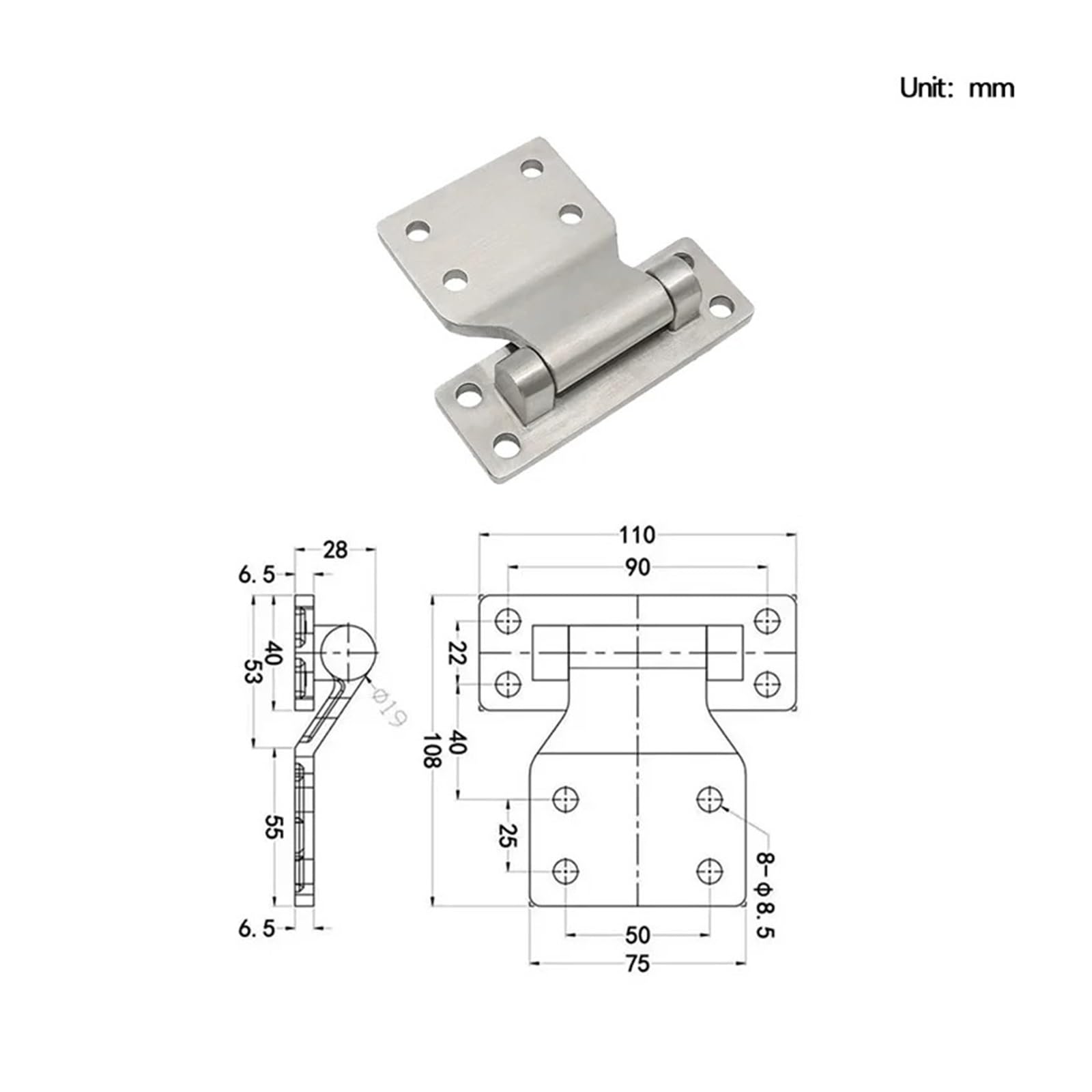 1Pz Bisagra grande inox resistente
