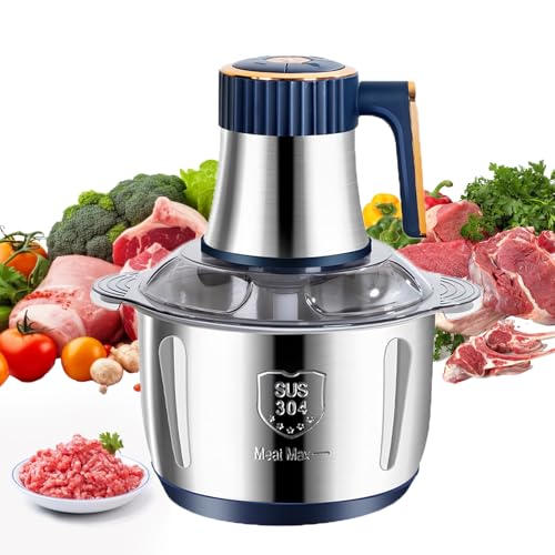 500W Hachoir à viande électrique,5L Coupe-légumes multifonction en acier inoxydable Avec 6 lames,5 vitesses, Mixeur Hachoir Idéal pour Viande, Légumes