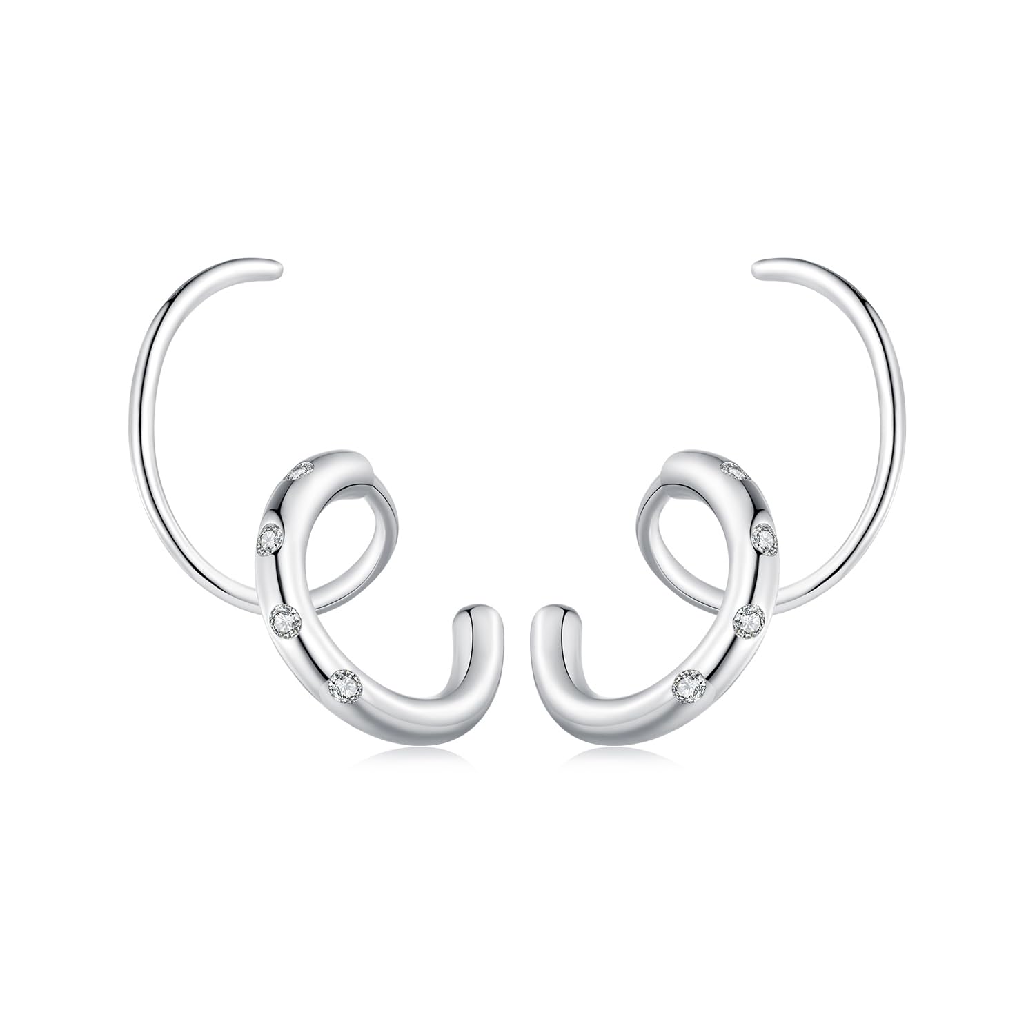 QHQQXN Spiral-Hoop-Twist-Doppelohrringe Silberne Helix-Spiralohrringe Doppelte Piercing-Ohrringe