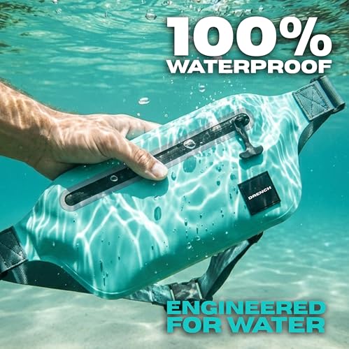 Image of DRENCH 100% Waterproof Fanny Pack Teal - IPX8 Submersible Waterproof Phone Pouch Dry Bag Waist Pack for Kayaking, Snorkeling, Paddle Boarding, Surfing, Boating & Beach Travel Water Sports Gear