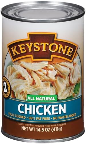 Keystone All Natural Canned Chicken 14.5 Oz Fully Cooked | No Water Added | Ready to Meat | Quick Meals Emergency Survival Food Canned Meat Pack of 1