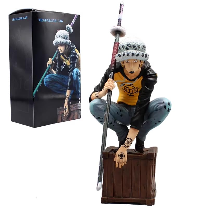 Anime Trafalgar Law One Piece Figurine  Heart Pirate Captain & Surgeon of Death Collectible PVC Statue Gift for One Piece Anime & Manga Fans (Wano Law 21cm)