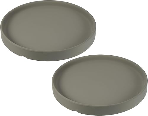 2 platillos para plantas, bandeja redonda de goteo de cerámica para drenaje para macetas de exterioresjardín (6 pulgadas, verde)