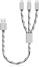 SVEUC 2Pack Multi Charging Cable Multi Charger Cable USB Multi Cable 3 in 1 Charging Cable Short 1ft/0.35m Nylon Braided 3-1 Charging Cable for Phones(Silver) - coolthings.us
