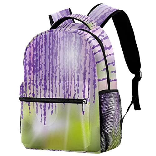 Sac d'école motif glycine violette pour filles et garçons sac à dos durable étudiants